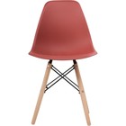 Пластиковый стул Eames массив бука/металл/пластик, натуральный/бордовый 46x52x83 см - Фото 4