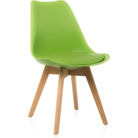 Пластиковый стул Bonuss массив бука/экокожа/пластик, натуральный/зеленый 49x57x82 см