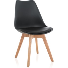 Пластиковый стул Bonuss массив бука/пластик/ кокожа, натуральный/черный 49x57x82 см