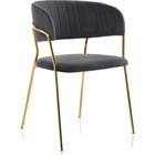 Стул на металлокаркасе Kamelia металл/велюр, золотой/серый 57x55x80 см - Фото 1