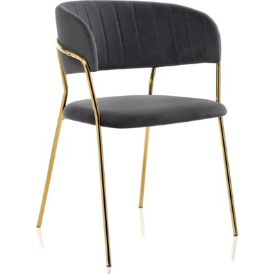 Стул на металлокаркасе Kamelia металл/велюр, золотой/серый 57x55x80 см