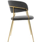 Стул на металлокаркасе Kamelia металл/велюр, золотой/серый 57x55x80 см - Фото 2