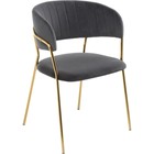 Стул на металлокаркасе Kamelia металл/велюр, золотой/серый 57x55x80 см - Фото 10