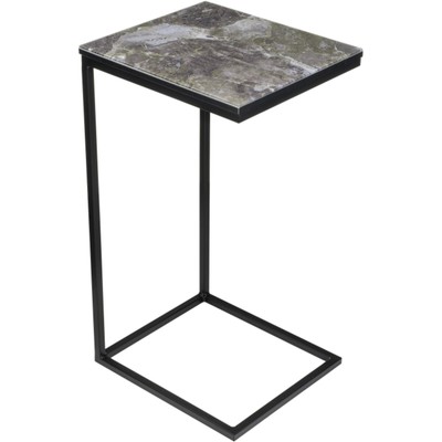 Журнальный стол Геркулес металл, королевский мрамор/черный 30x34x62 см