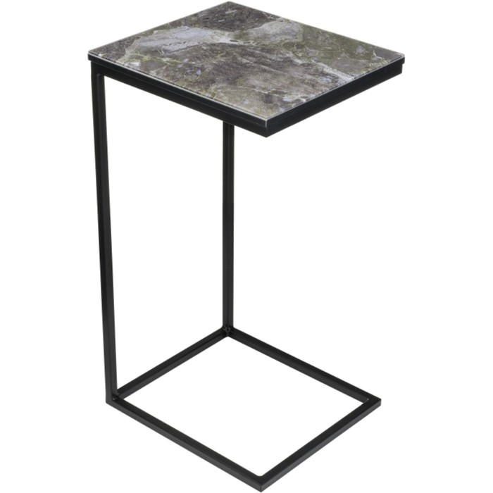 Журнальный стол Геркулес металл, королевский мрамор/черный 30x34x62 см - Фото 1