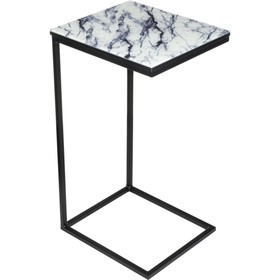Журнальный стол Геркулес металл, белый мрамор/черный 30x34x62 см