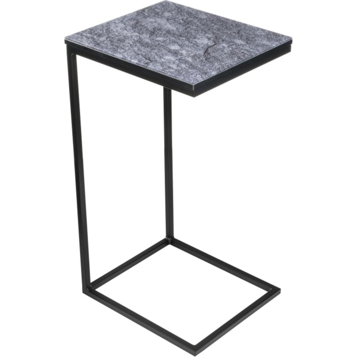 Журнальный стол Геркулес металл, серый мрамор/черный 30x34x62 см - Фото 1
