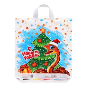 Пакет новогодний «Питоша», полиэтиленовый с петлевой ручкой, упаковка, 42?38 см (комплект 25 шт)