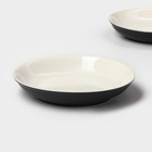Тарелки Magistro Matt black, 950 мл, 23.5×4 см, набор 2 шт., фарфор, белые, чёрные - Фото 4