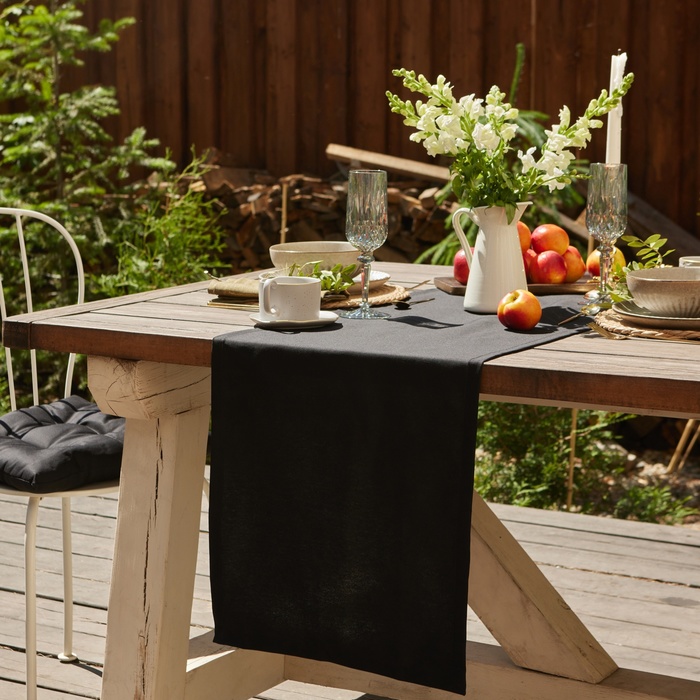 Дорожка на стол Этель Home 40×146 см, чёрный, 100% хлопок, саржа 190 г/м² - Фото 1