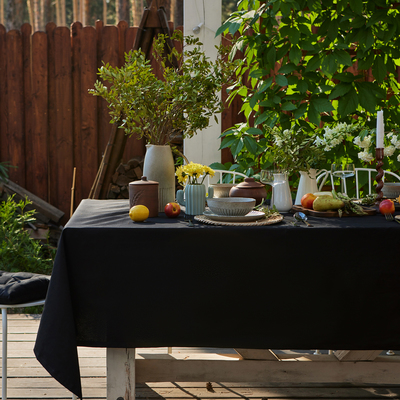 Скатерть «Этель» Home, 146×220 см, чёрная, 100% хлопок, саржа 190 г/м²