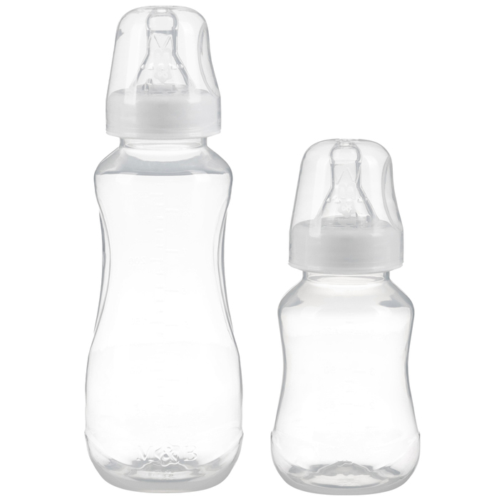 Набор бутылочек для кормления Basic M&B 150 и 250 мл, приталенные, цвет белый