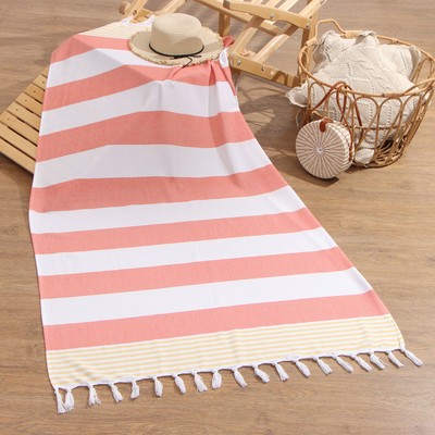 Полотенце - пештемаль пляжное, 100×180 см, 100% хлопок, 180 г/м², оранжевое