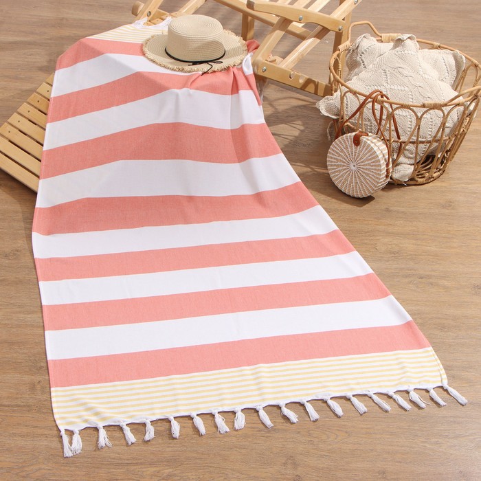 

Полотенце пляжное Пештемаль, цв. оранжевый, 100*180 см, 100% хлопок, 180гр/м2