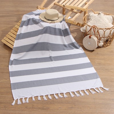 Полотенце - пештемаль пляжное, 100×180 см, 100% хлопок, 180 г/м², серое