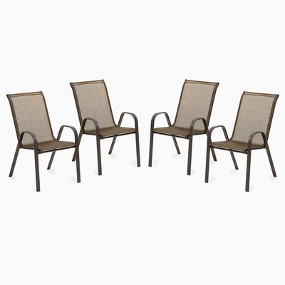 Набор садовой мебели: 4 стула, коричневый, 70 x 54 x 89 см, нагрузка до 120 кг, текстилен