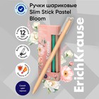 Ручка шариковая ErichKrause Slim Stick "Pastel Bloom", игольчатый узел 0.7 мм, синяя, тонкий дизайн Soft Touch, микс - фото 321968190