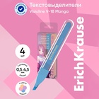 Набор маркеров текстовыделителей 4 штуки ErichKrause Visioline V-18 "Manga", скошенный узел 0,5 - 4,5 мм, на водной основе быстро высыхает, микс 10657368 - фото 14050411