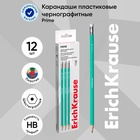 Карандаш чернографитный с ластиком ErichKrause Prime, HB, грифель d=2.2 мм, пластик, шестигранный в коробке, зеленый корпус - Фото 3
