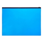 Папка-конверт на ZIP-молнии, А4, 180 мкм, ErichKrause "Diamond Total Black", полупрозрачная, тиснение, синяя - фото 9843064