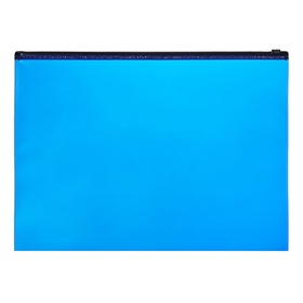 Папка-конверт на ZIP-молнии, А4, 180 мкм, ErichKrause "Diamond Total Black", полупрозрачная, тиснение, синяя