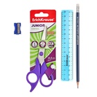 Набор канцелярских принадлежностей 11 предметов ErichKrause "Mini Desk Ice Metallic", вращающийся, голубой - фото 24703948