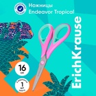 Ножницы ErichKrause Endeavor Tropical, 16 см, двойная заточка, антискользящие резиновые вставки, европодвес, МИКС 10657425 - фото 14050428