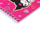 Блокнот А6, 60 листов в клетку на гребне Kuromi, обложка целлюлозный картон, блок офсет 10630967