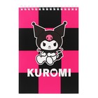 Блокнот А5, 60 листов в клетку на гребне Kuromi-3, обложка целлюлозный картон, блок офсет - фото 24633429