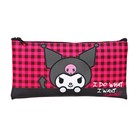 Пенал мягкий, 1 отделение, 108 х 205 мм, плоский, Kuromi малиновая клетка, ПЭ 210 ден - фото 24655478