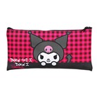 Пенал мягкий, 1 отделение, 108 х 205 мм, плоский, Kuromi малиновая клетка, ПЭ 210 ден - фото 24655479