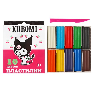 Пластилин 10цв 200г Kuromi, стека пластик, карт уп с европодв