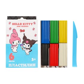 Пластилин 6 цветов 120 г Hello Kitty&friends, пластиковая стека, в картонной упаковке с европодвесом