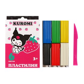 Пластилин 6 цветов 120 г Kuromi, пластиковая стека, в картонной упаковке с европодвесом
