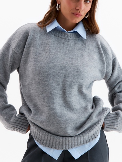 Джемпер женский MINAKU: Knitwear collection, светло-серый, размер 42-44