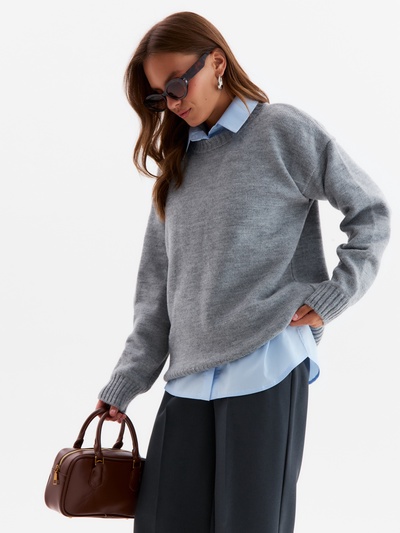 Джемпер женский MINAKU: Knitwear collection, светло-серый, размер 42-44