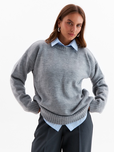 Джемпер женский MINAKU: Knitwear collection, светло-серый, размер 50-52