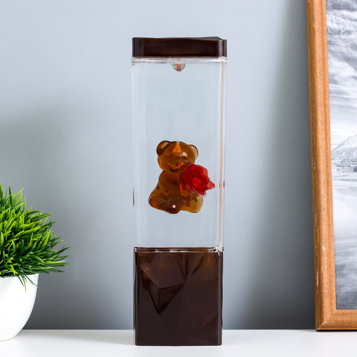 УЦЕНКА Лава-лампа «Мишка» LED 2 Вт от батареек 3хАА коричневый 7×7×24 см - Фото 1