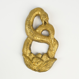 Панно с подвесом "Змея в цветке" старое золото, 12х7х1см