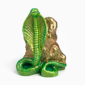 Фигура "Змея хрустальница" салатовая-бронза, 10х8см