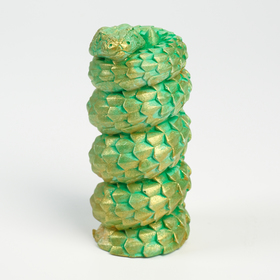Фигура "Змея витая" зеленая с позолотой, 10х5см