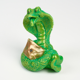Фигура "Змея с письмом" светло-зеленая, 6х6х5см