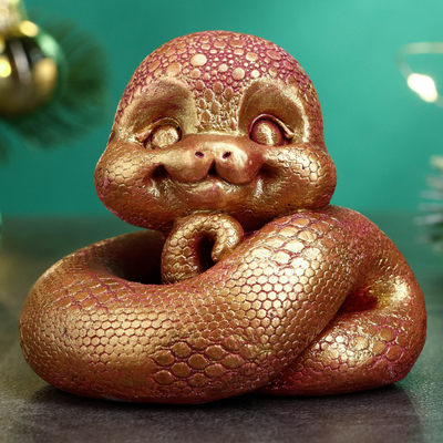 Фигура "Змея Хвостатик" бордовая-золото, 6х6см