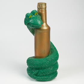 Фигура "Змея с бутылкой" изумрудная, 30см