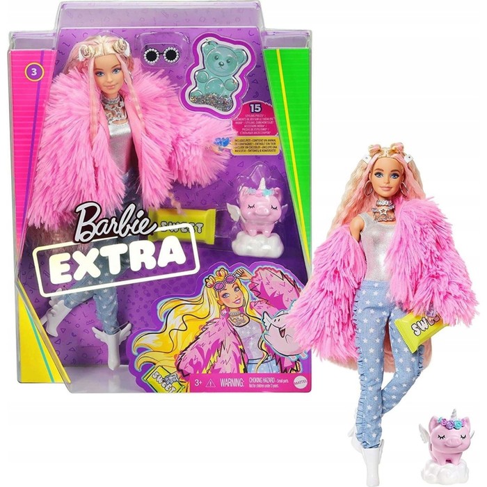 Кукла Barbie EXTRA, с модными аксессуарами и фигуркой питомца, МИКС