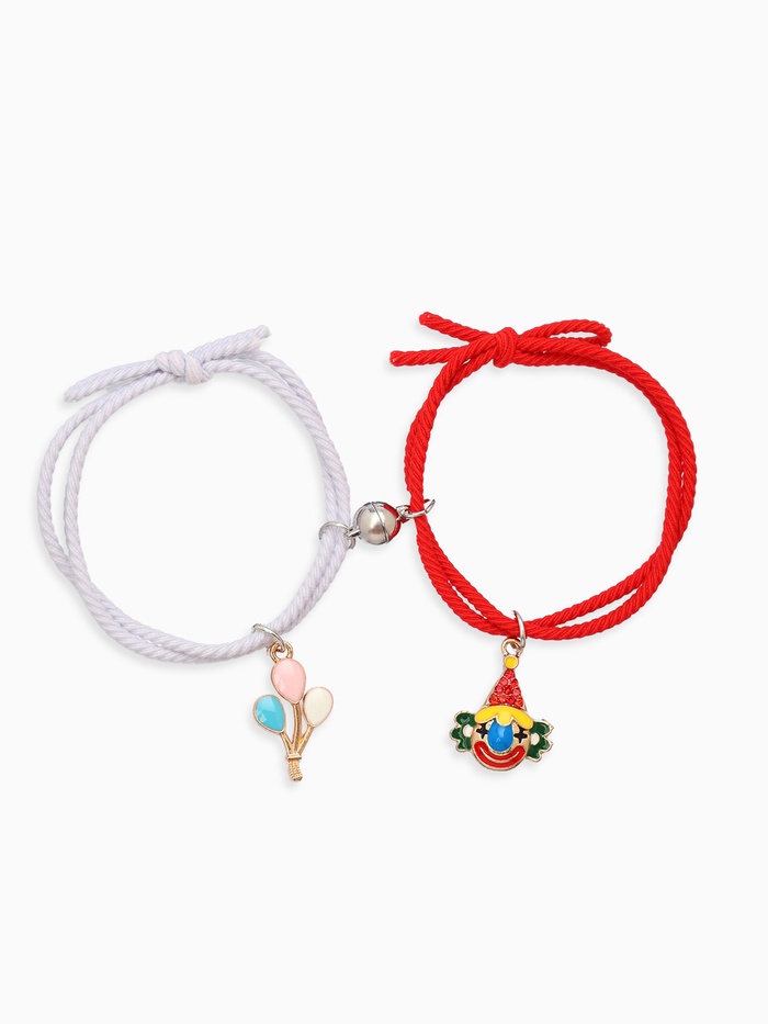Браслеты парные «Неразлучники» ассоль, клоун и шары, бело-красные, d=7 см - Фото 1