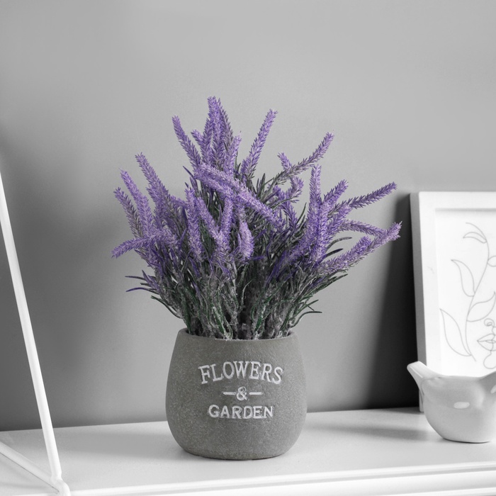 Искусственный цветок в горшке «Лаванда культурная экстра», 8×21 см, сиреневый - Фото 1