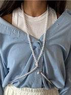 Портупея женская «Бусина» жемчужная капля, цвет белый в серебре, 162 см - Фото 1