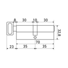 Цилиндровый механизм Стандарт MAX, 70 мм (35×35 В), 5 ключей, ключ/вертушка, матовое золото  (артикул 10663953)  большой выбор товаров оптом и в розницу по низким ценам с доставкой