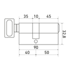 Цилиндровый механизм Стандарт MAX, 90 мм (50×40 В), 5 ключей, ключ/вертушка, матовый никель  (артикул 10663959)  большой выбор товаров оптом и в розницу по низким ценам с доставкой